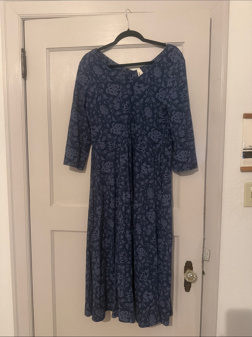 Pact Organic Floral Midi Dress with Three-Quarter Sleeves